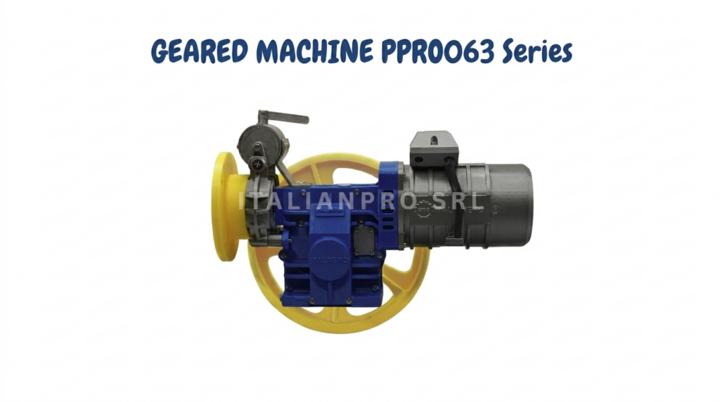 ItalianPro geared elevator machine PPRO063 for commercial buildings